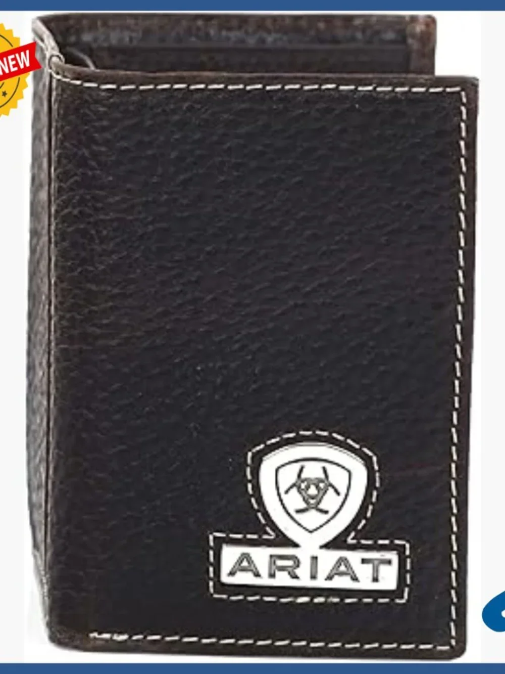 Genuine Leather Trifold Wallet with ID Window and 9 Pockets